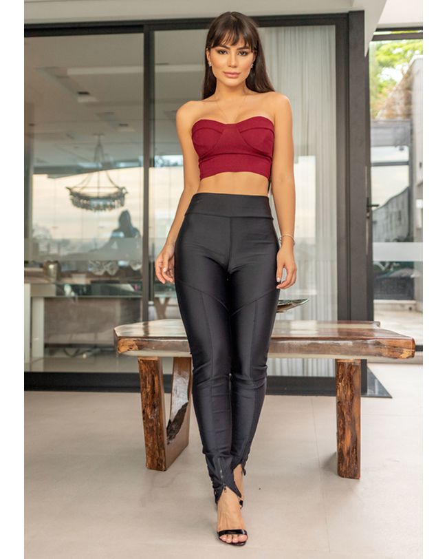 CALÇA FEMININA PRADA PRETA CINTURA ALTA 