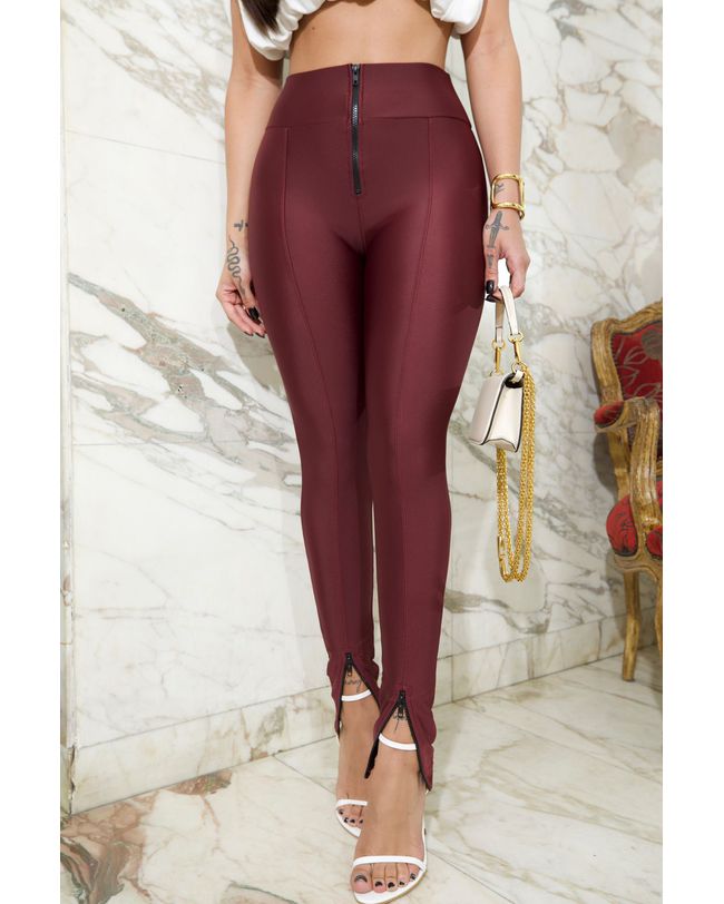 Calça Feminina Prada Colorida Vermelho Escuro