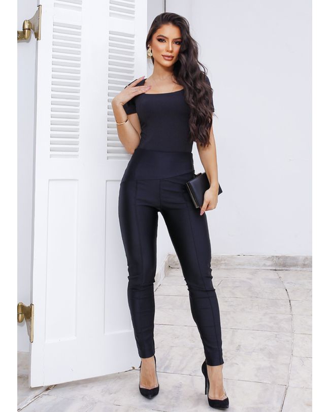 CALÇA PRADA FEMININA PRETA SEM ZIPER COS ANATOMICO