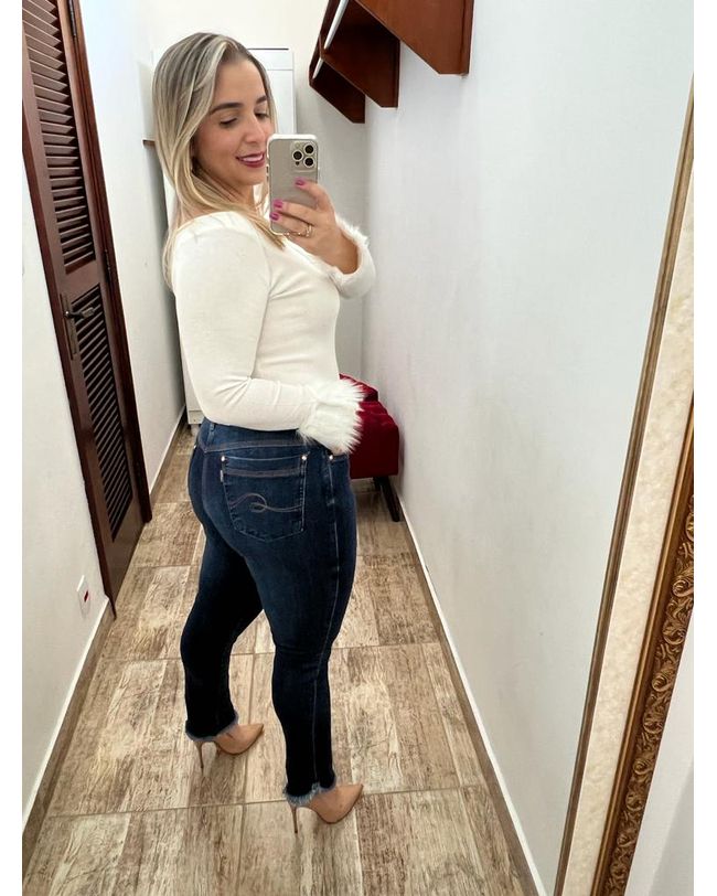 Calça Loopper Jeans Feminina Modeladora Cos Alto