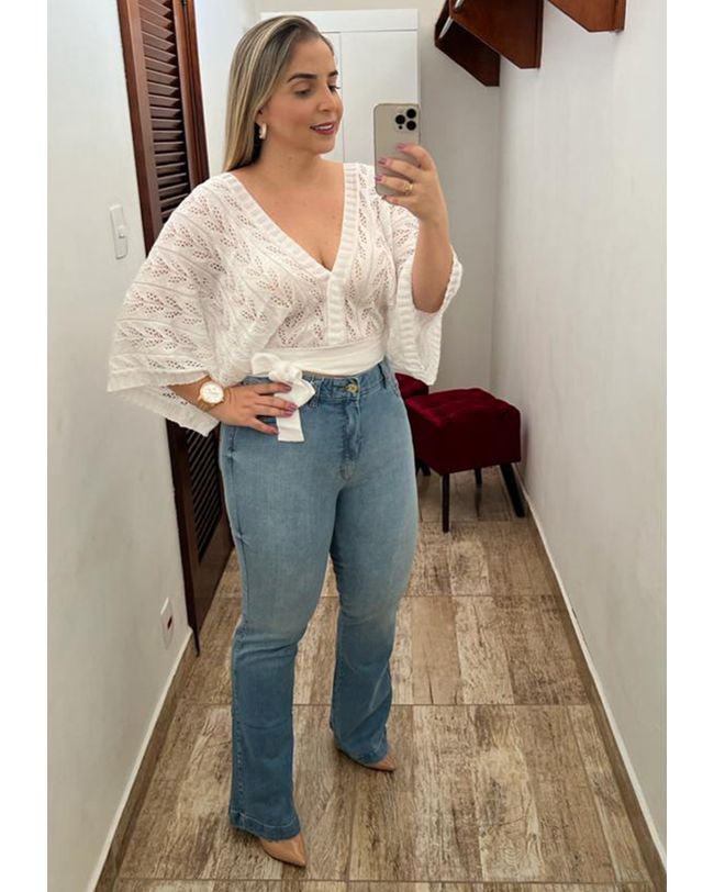 Calça Loopper Feminina Flare Jeans Claro 