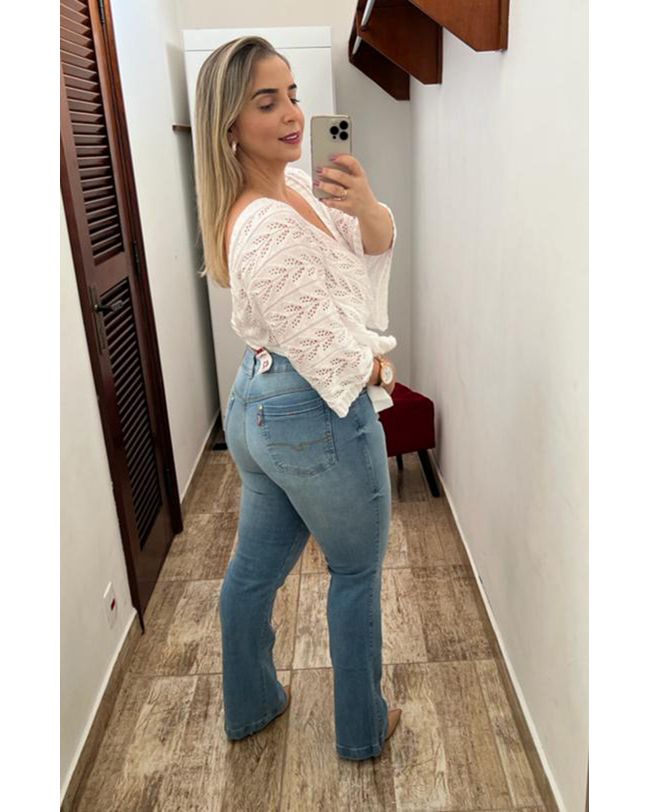 Calça Loopper Feminina Flare Jeans Claro 