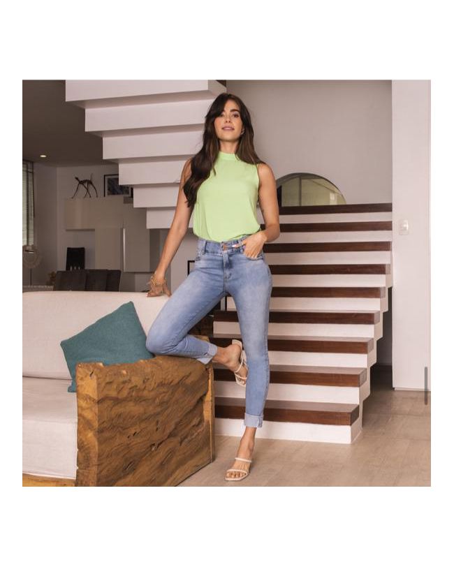 Calça Loopper Jeans Claro Feminina Capri 