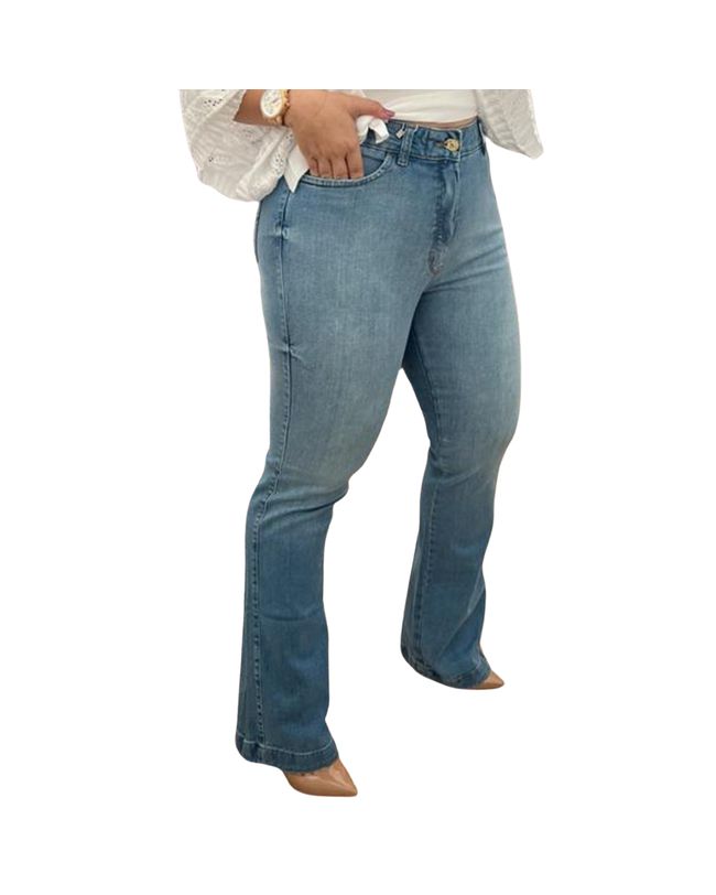 Calça Loopper Feminina Flare Jeans Claro 