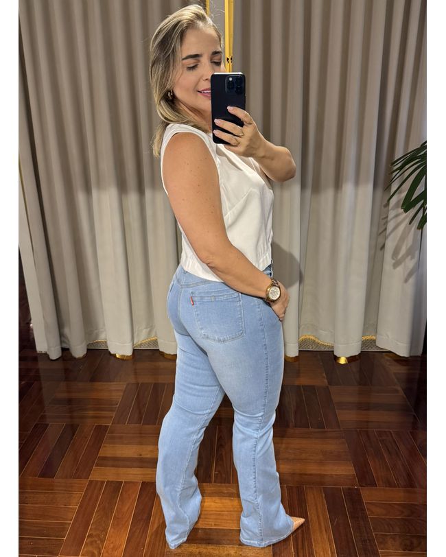 Calça Loopper Feminina Flare Jeans Claro 