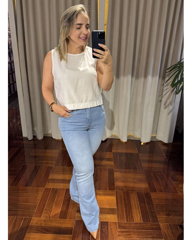 Calça Loopper Feminina Flare Jeans Claro 