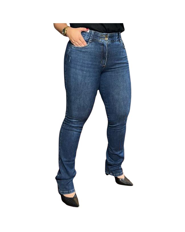 Calça Loopper Feminina Jeans Escura Tradicional Perna Reta
