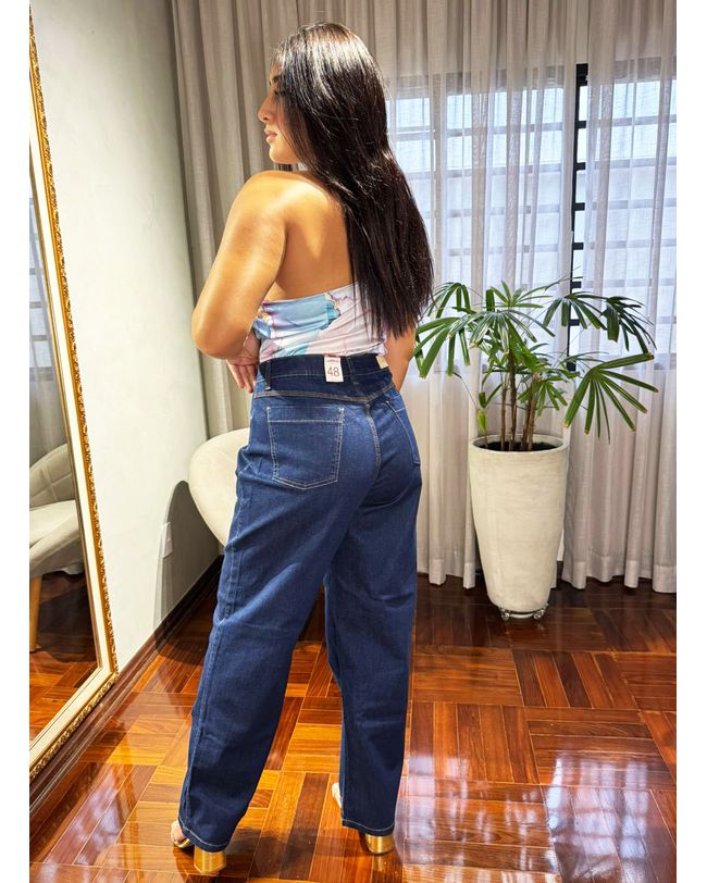 Calça Plus Size Wideleg Jeans Escuro Loopper