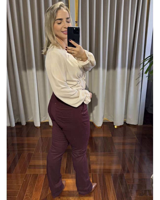 Calça Feminina Marsala Loopper Tradicional Perna Reta 
