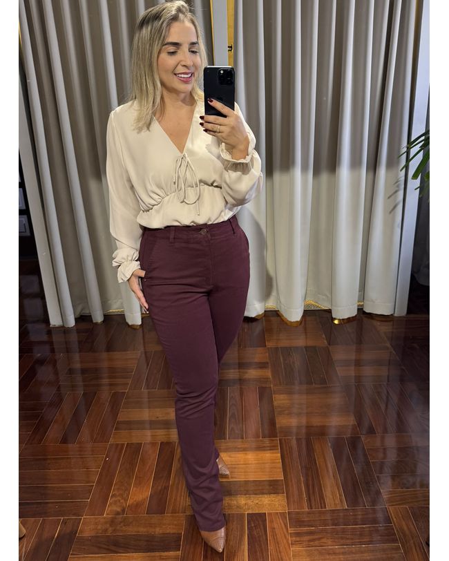 Calça Feminina Marsala Loopper Tradicional Perna Reta 