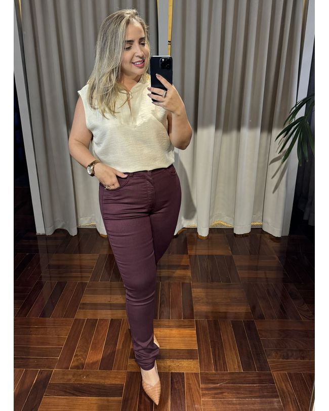 Calça Loopper Marsala Sarja Feminina