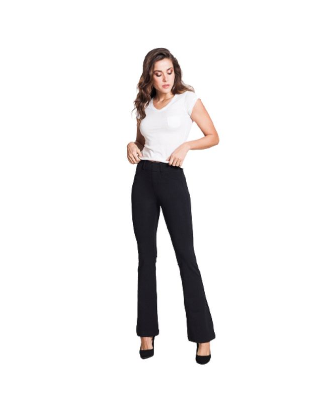CALÇA FEMININA MODELADORA LOOPPER PRETA MALHA FLARE