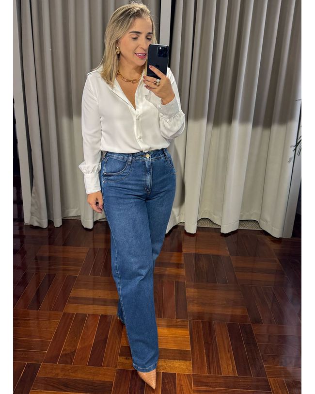 Calça Feminina Wideleg Jeans Loopper