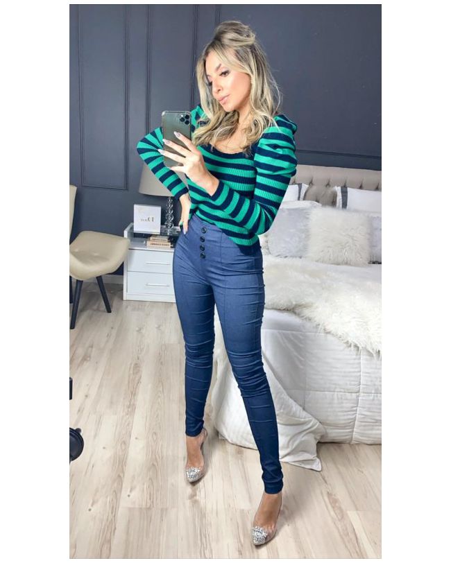 Calça Feminina Azul Imita Jeans