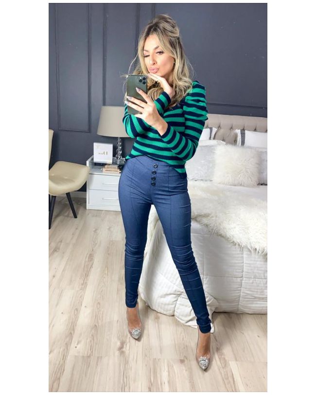 Calça Feminina Azul Imita Jeans