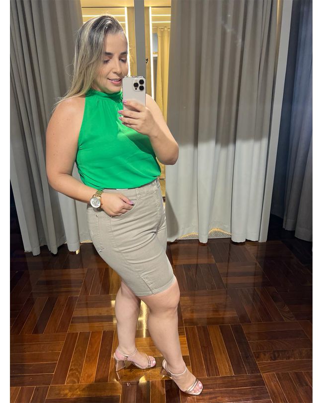 Bermuda Loopper Feminina Sarja Caqui