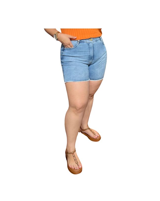 Short Jeans Feminino Cintura Alta Loopper com Elastano