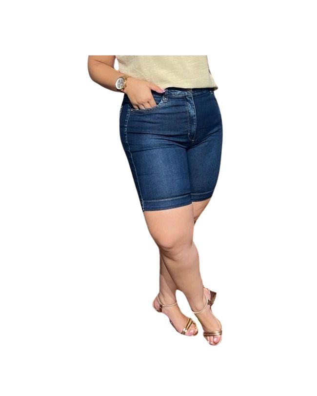 Short Jeans Escuro Feminino Loopper Básico