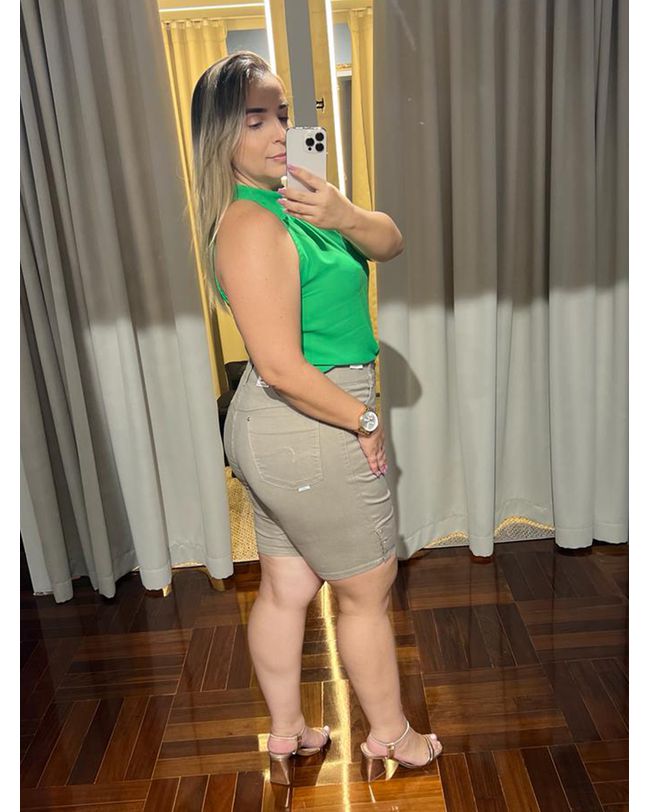 Bermuda Loopper Feminina Sarja Caqui