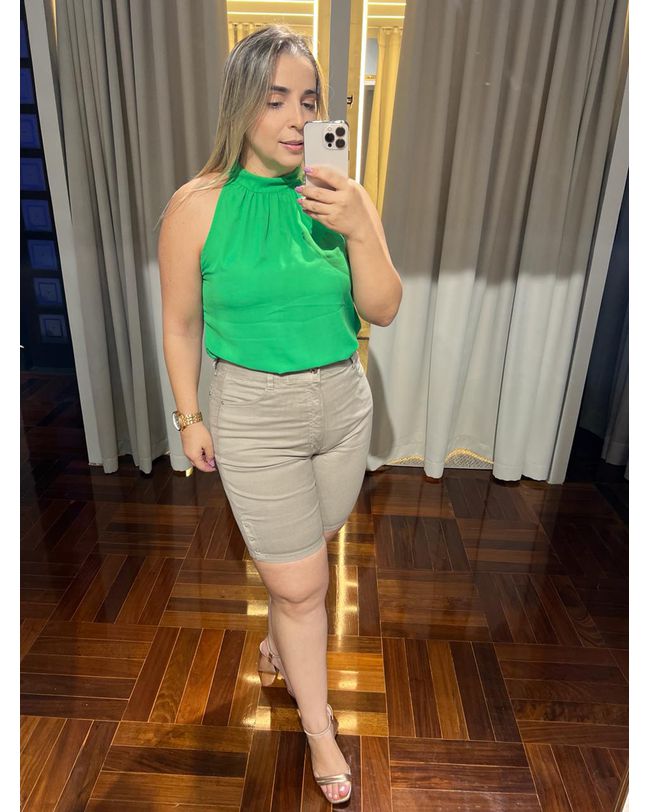 Bermuda Loopper Feminina Sarja Caqui