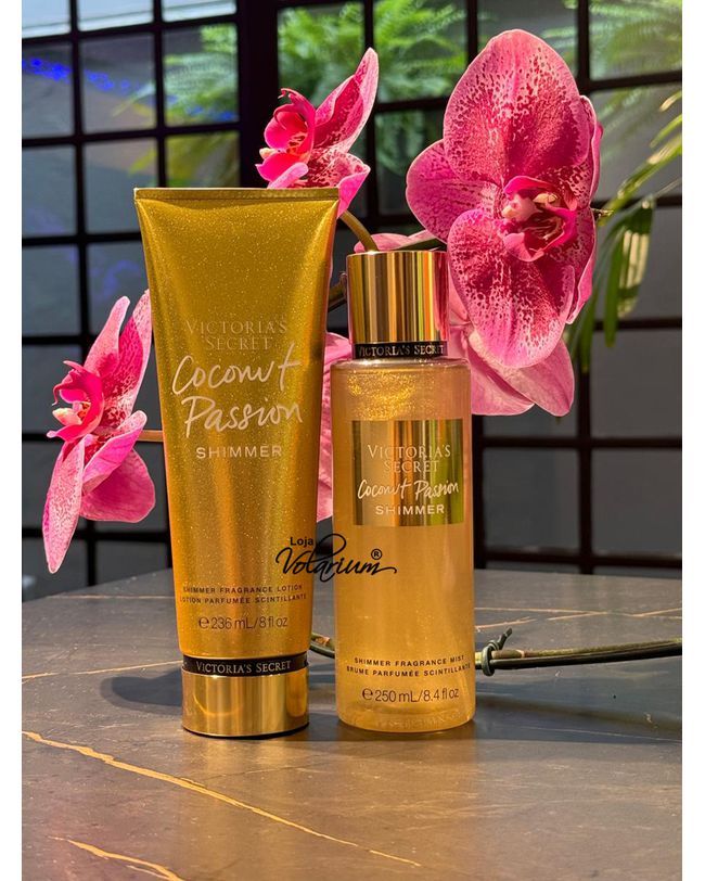 KIT COCONUT PASSION SHIMMER VICTORIA SECRET CREME + COLONIA BODY SPLASH ORIGINAL