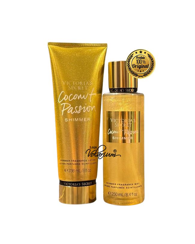 KIT COCONUT PASSION SHIMMER VICTORIA SECRET CREME + COLONIA BODY SPLASH ORIGINAL