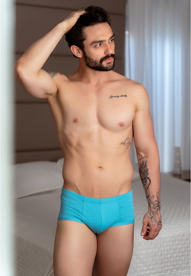 Slip Frelith Xadrez Branco com Azul - ESTAMPADA - FRELITH