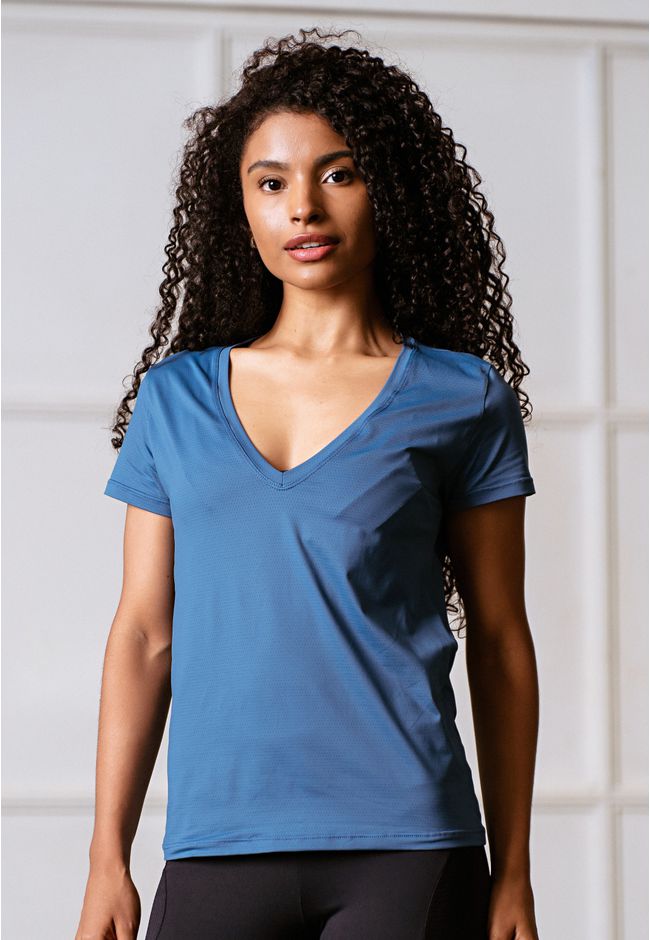 T-Shirt Frelith Gola V Fitness Walk Stretch - AZUL... - FRELITH
