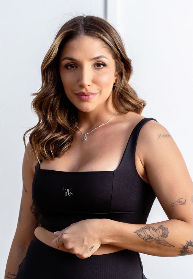 Top Fitness Frelith Quadrado - PRETO - FRELITH