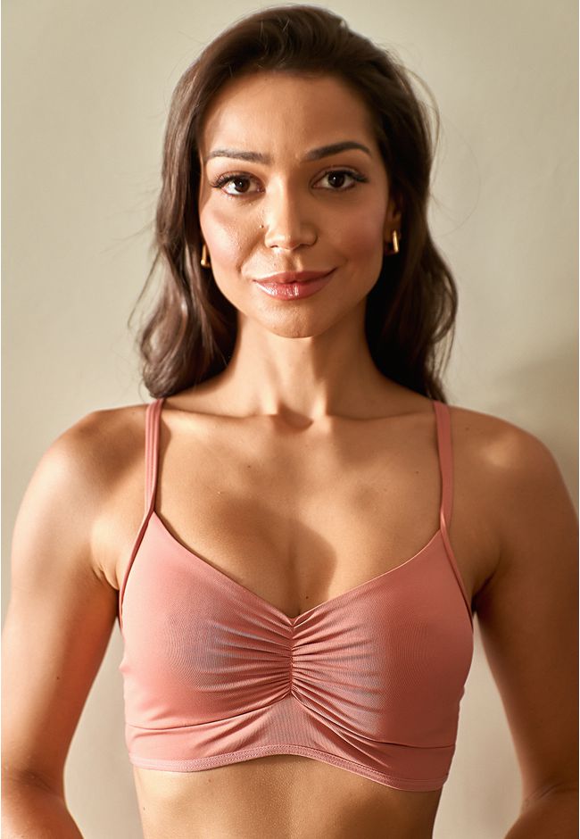 Sutiã Frelith Top Franzido Color - MARROM CLARO - FRELITH