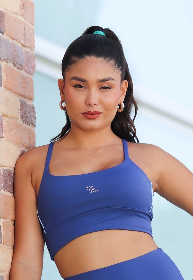 Top Fitness Frelith Quadrado Filetes - AZUL - FRELITH