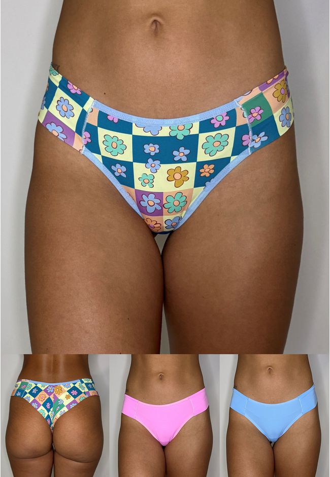 Kit 3 Fios Frelith Floral Azul e Rosa - ESTAMPADA - FRELITH