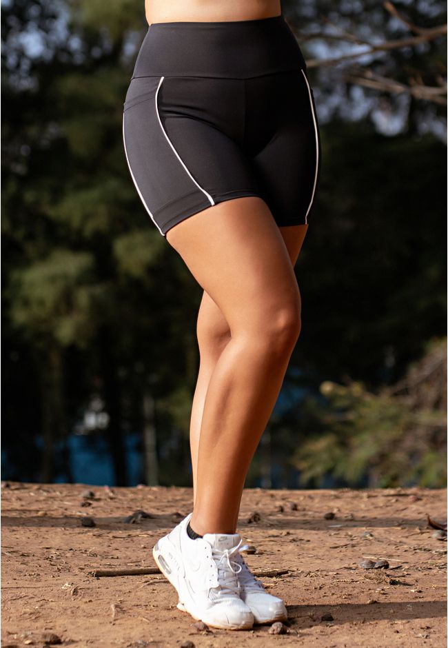 Short Fitness Frelith com Bolso e Filete - PRETO - FRELITH