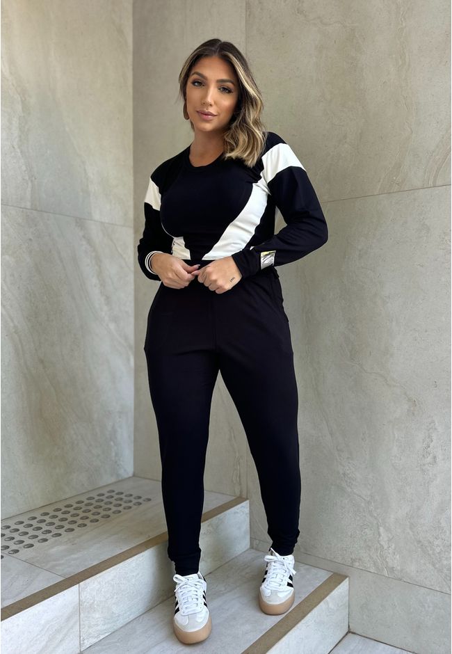Conjunto Frelith com Recortes Diagonais - PRETO - FRELITH