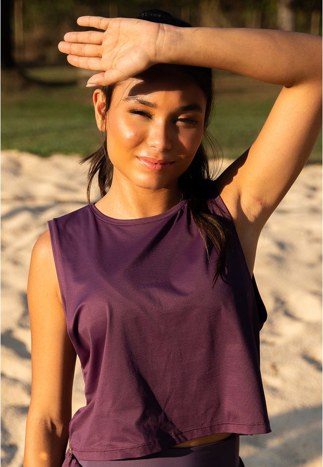 Cropped Fitness Frelith Regata New Trip - ROXO ESCURO