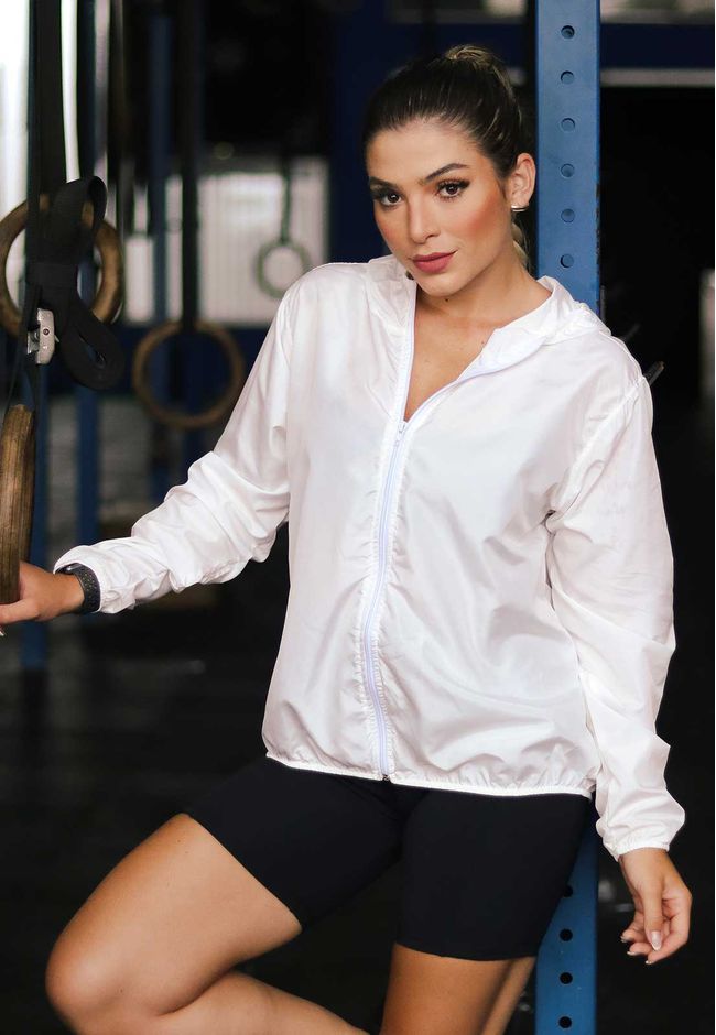 Jaqueta Fitness Frelith Corta Vento Lisa - BRANCO - FRELITH
