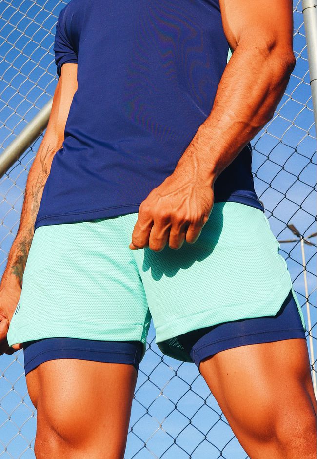 Short Masculino Esportivo Frelith 2 em 1 Com Proteção UV - VERDE ÁGUA