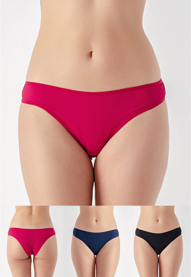 Kit 3 Calcinhas Sarah Frelith Marinho, Marsala e P... - FRELITH