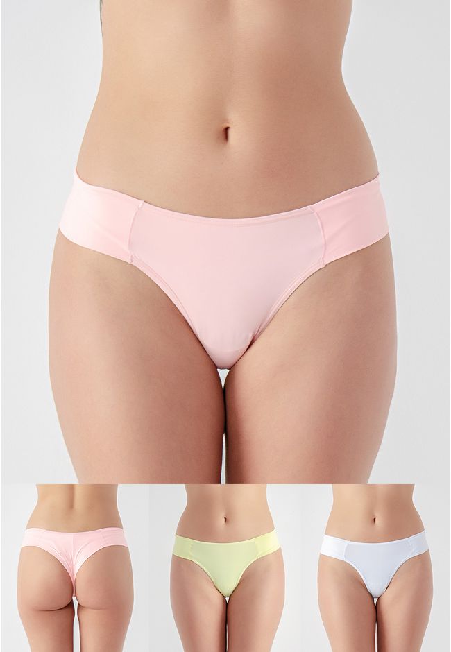 Kit 3 Calcinhas Emily Frelith Amarela, Coral e Off... - FRELITH