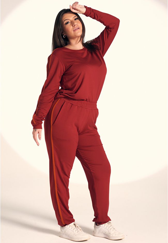 Conjunto Frelith com detalhe em Viés - VERMELHO - FRELITH