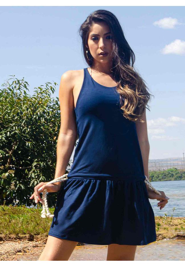 VESTIDO VERÃO NADADOR CORDA - AZUL MARINHO - FRELITH