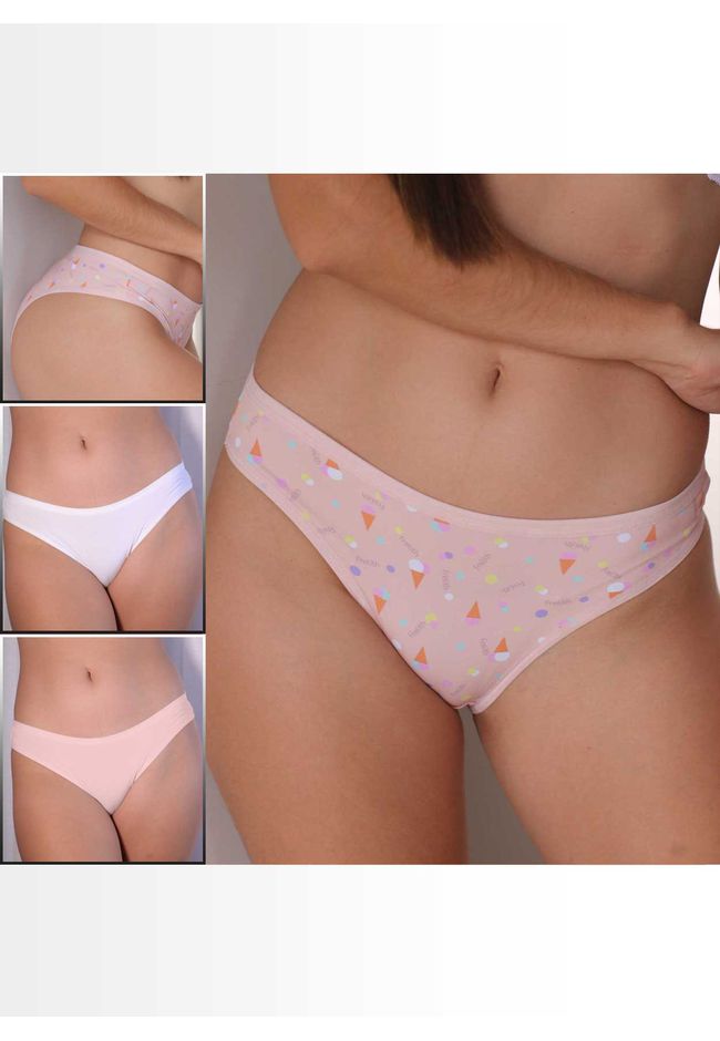 Kit 3 Calcinhas Sorvete Base Branco Exclusivo em M... - FRELITH