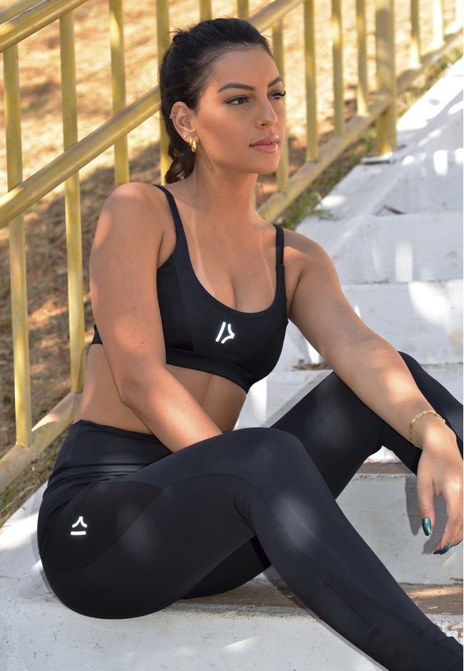 Calça Fitness Frelith Fosco e Brilho em Microfibra... - FRELITH
