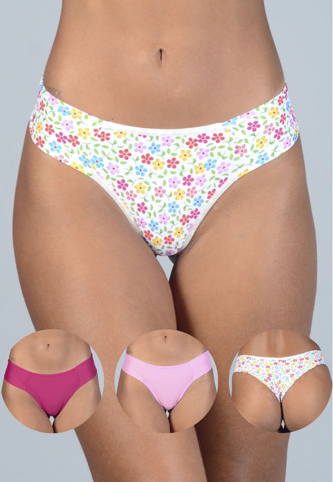 Kit 3 Fios Floral, Pink e Rosa em Microfibra - EST... - FRELITH