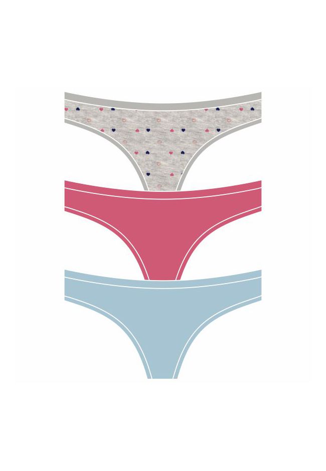 Kit 3 Calcinhas Corações Pink Verde em Cotton - ES... - FRELITH