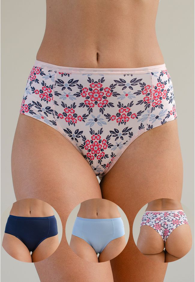 Kit 3 Fios Frelith Floral Azul Claro e Marinho - E... - FRELITH