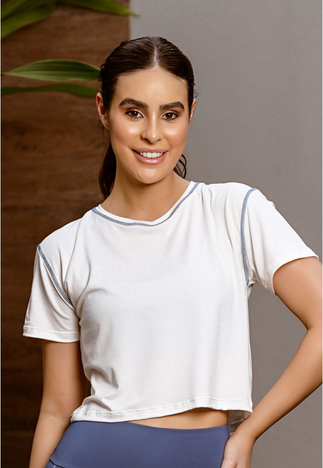 Cropped Visco Frelith Costura Trançada - OFF WHITE - FRELITH