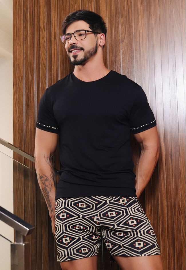 Pijama Verão Masculino Geométrico - ESTAMPADA - FRELITH