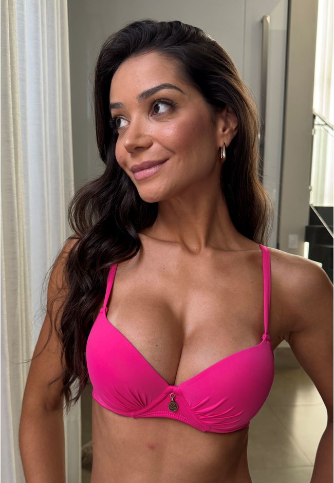 Sutiã Base Larga Franzido Frelith Básico - PINK - FRELITH