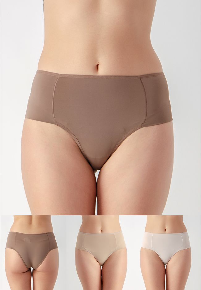 Kit 3 Calcinhas Luara Frelith Base , Castanho e Ch... - FRELITH